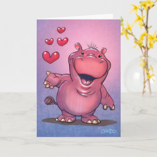 かわいいカバカード カード (黄色い花)