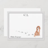 かわいいカバプー·ドッグ·グレー·モ縁どノグラムあなたの名前 ノートカード (正面/裏面)