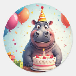 かわいいカバーイルの誕生日ケーキ ラウンドシール