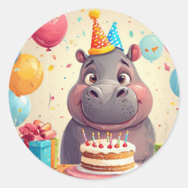 かわいいカバーイルの誕生日ケーキ ラウンドシール