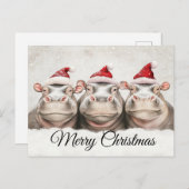 かわいいカバ三匹 シーズンポストカード (正面/裏面)