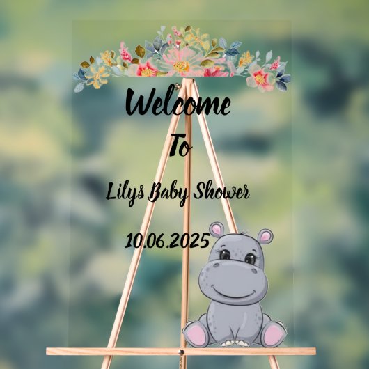 かわいいカバ赤ちゃんシャワーアクリルのサイン アクリルサイン (ニュートラル)