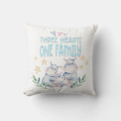 かわいいカバ3ハートワンファミリーシ生まれたばかりのョット クッション (正面)