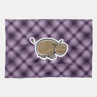 かわいいカバ; 紫色 キッチンタオル
