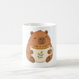 かわいいカピバラがコーヒーカップを抱えるマグカップ コーヒーマグカップ