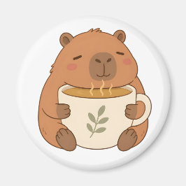 かわいいカピバラがコーヒーカップを抱えるマグネット マグネット