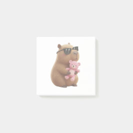 かわいいカピバラがテディベアを抱っこしたポストイット ポストイット