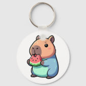 かわいいカピバラがワ watermelonを食べる キーホルダー (裏面)