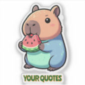 かわいいカピバラがワ watermelonを食べる シール (正面)