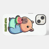 かわいいカピバラがワ watermelonを食べる iPhoneケース (裏面横)