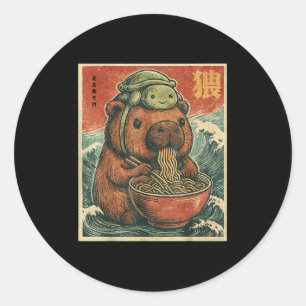 かわいいカピバラと亀バックパックラーメンかわいいキャップ ラウンドシール