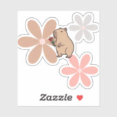 かわいいカピバラと花 シール (シート)