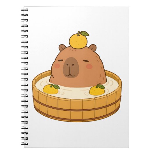 かわいいカピバラのゆず湯温泉かわいいノート ノートブック (正面)