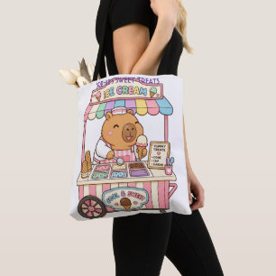 かわいいカピバラのアイスクリームカート カスタムデザイン トートバッグ