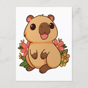 かわいいカピバラのキャラクターイラスト ポストカード