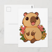 かわいいカピバラのキャラクターイラスト ポストカード (正面/裏面)