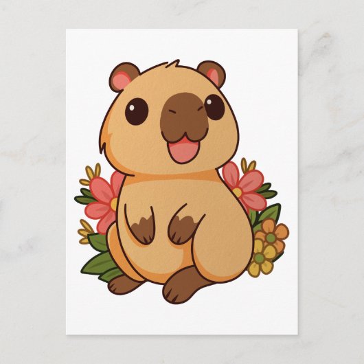 かわいいカピバラのキャラクターイラスト ポストカード (正面)