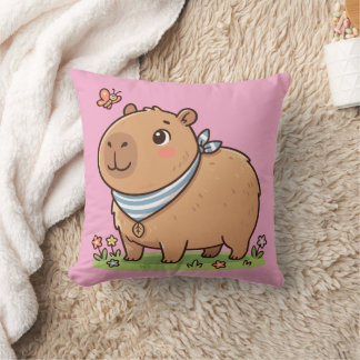 かわいいカピバラのクッション | 愛らしい動物のスロー枕 クッション
