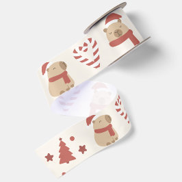 かわいいカピバラのクリスマス サテンリボン