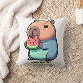 かわいいカピバラのスイカ クッション (ブランケット)