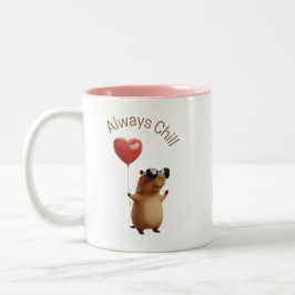 かわいいカピバラのバレンタインのコーヒーマグカップ Always Chill ツートーンマグカップ