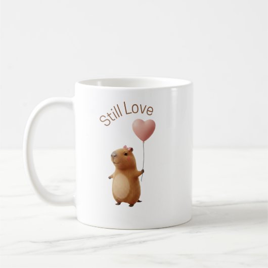 かわいいカピバラのバレンタイン コーヒー マグカップ ずっと愛してる (左)