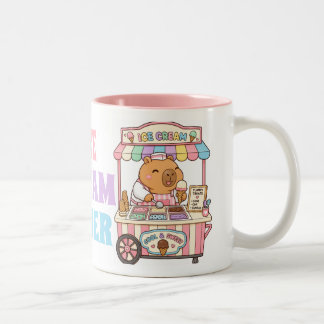 かわいいカピバラのパステルアイスクリームコーヒーマグ ツートーンマグカップ
