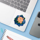 かわいいカピバラのブラックベリーの花輪 シール (ノートパソコンとiPhone)