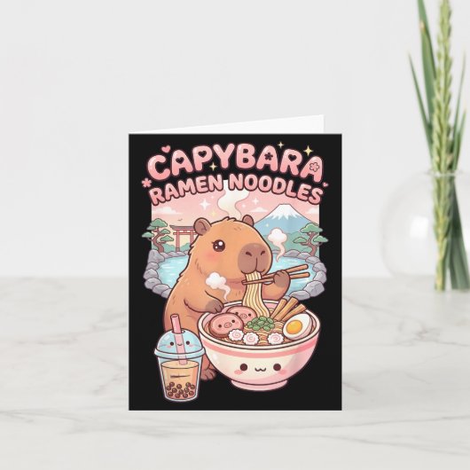 かわいいカピバラのラーメン食べる姿 カード (正面)