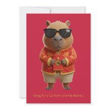かわいいカピバラの中国の新年の赤と金のカスタム