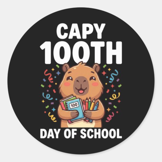 かわいいカピバラの動物100日目の学校 ラウンドシール (正面)