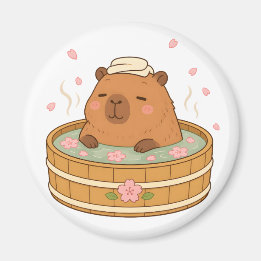 かわいいカピバラの桜温泉桜マグネット マグネット