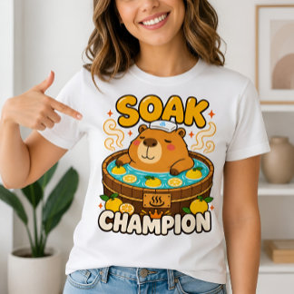 かわいいカピバラの温泉チャンピオンTシャツ Tシャツ