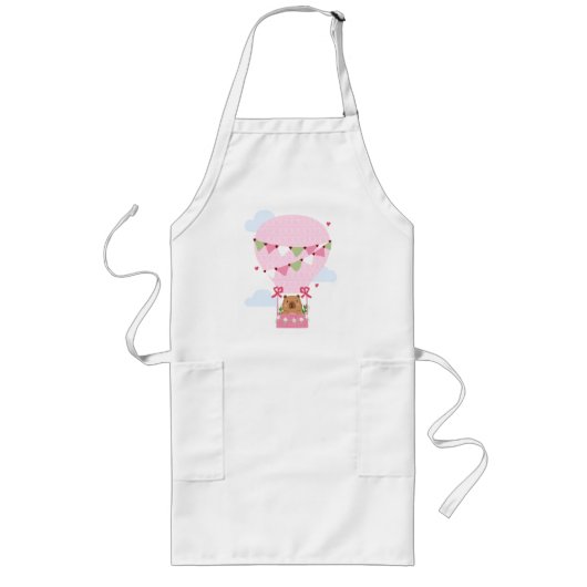かわいいカピバラの熱気球 ロングエプロン (正面)