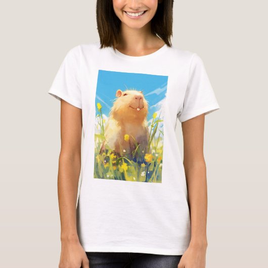 かわいいカピバラの笑顔 Tシャツ (正面)