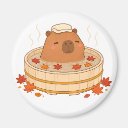 かわいいカピバラの紅葉と温泉マグネット マグネット