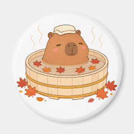 かわいいカピバラの紅葉と温泉マグネット マグネット