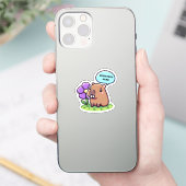 かわいいカピバラの花 シール (スマートフォン)