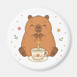かわいいカピバラの誕生日キャンドルティーカップマグネット マグネット