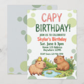 かわいいカピバラの誕生日 招待状 (正面/裏面)