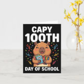 かわいいカピバラの100日目の学校 カピバラの動物 カード (黄色い花)