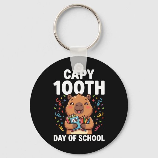 かわいいカピバラの100日目の学校 カピバラの動物 キーホルダー (正面)