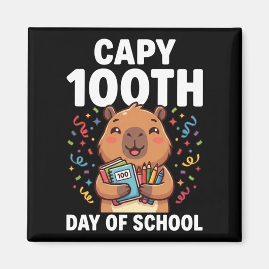 かわいいカピバラの100日目の学校 カピバラの動物 マグネット (正面)