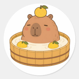 かわいいカピバラゆず風呂デザイン ステッカー