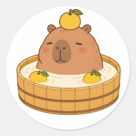 かわいいカピバラゆず風呂デザイン ステッカー