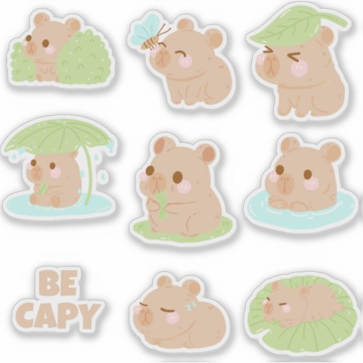 かわいいカピバラステッカーセット シール (正面)