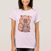かわいいカピバラタピオカティー かわいいアニメ Tシャツ (正面)