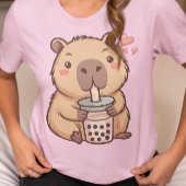 かわいいカピバラタピオカティー かわいいアニメ Tシャツ