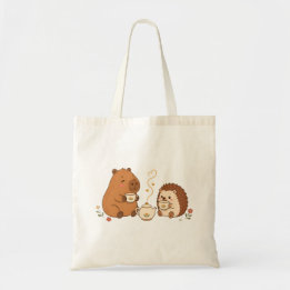 かわいいカピバラハリネズミのティータイムフレンドストート トートバッグ