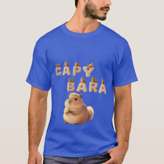 かわいいカピバラファミリー グラフィックTシャツ もふもふ動物 イラスト Tシャツ